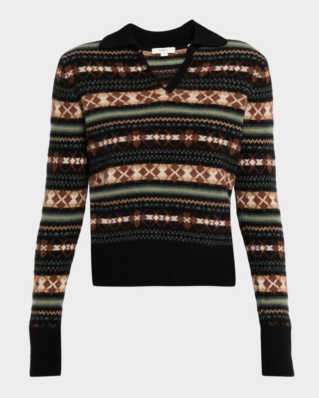 Cashmere Fairisle Polo Sweater